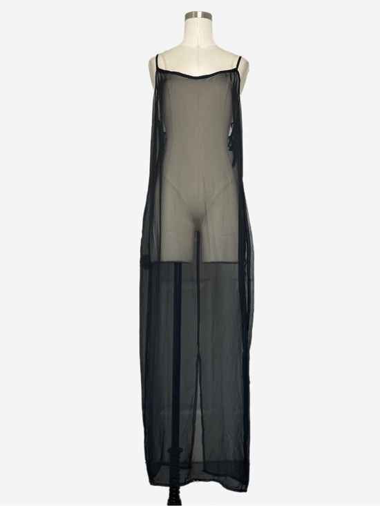 Unbranded Dresses & Skirts - Vintage 90s Unbranded Black sheer chiffon maxi slip dress soft romantic L/XL